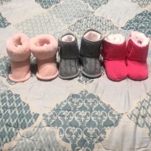 Three pairs of adorable soft soled infant boots!!!